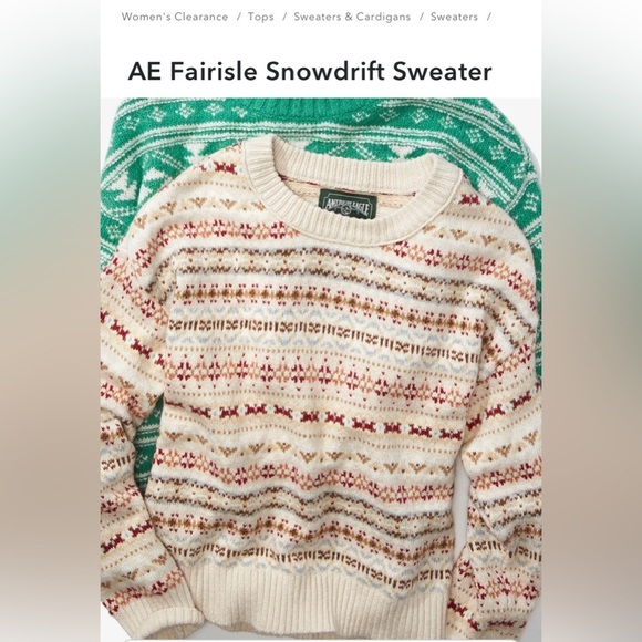 American Eagle Fairisle Snowdrift Sweather Crew Neck Sweater in XS- preowned - Picture 6 of 7
